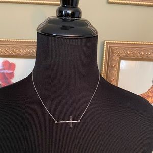 16-18.5” adjustable silver cross necklace